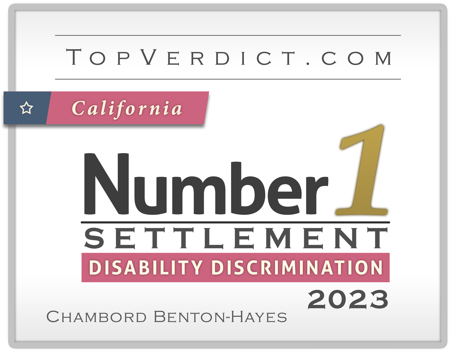 Top Verdict.com Number 1 Settlement Disability Discrimination 2023